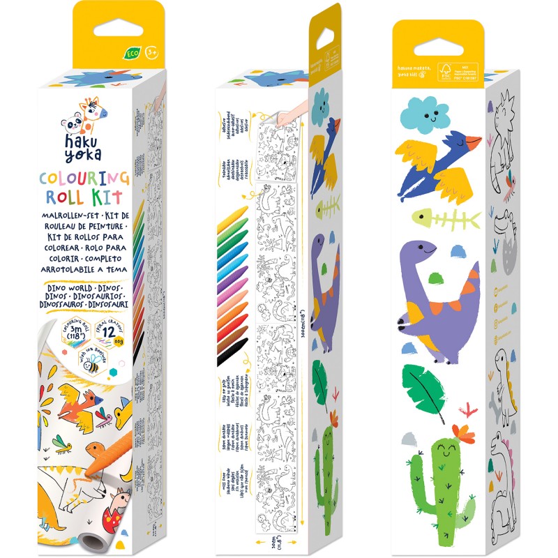 COLOURING ROLL KIT DINO WORLD jouet ulysse