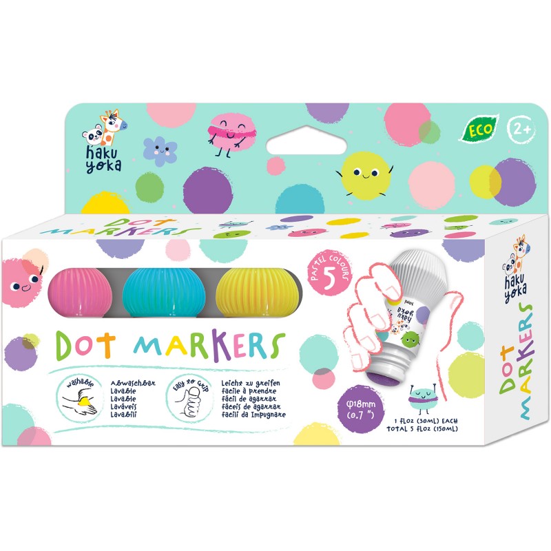 CP233116 5 DOT MARKERS -5 PASTEL COLOURS JOUET ULYSSE