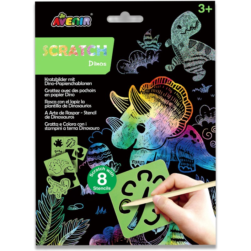 CH221848 SCRATCH WITH STENCIL DINOS JOUET ULYSSE