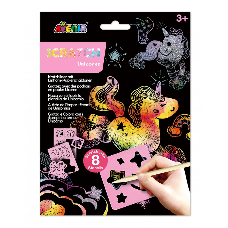 CH221847 SCRATCH WITH STENCIL UNICORNS JOUET ULYSSE