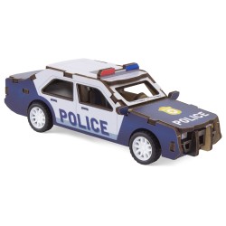 MAQUETTE EN BOIS : VOITURE DE POLICE (RÉTRO FRICTION)
