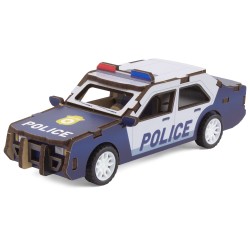 MAQUETTE EN BOIS : VOITURE DE POLICE (RÉTRO FRICTION)
