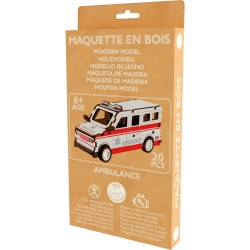 MAQUETTE EN BOIS : AMBULANCE (RÉTRO FRICTION)