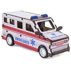 MAQUETTE EN BOIS : AMBULANCE (RÉTRO FRICTION)