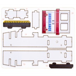 MAQUETTE EN BOIS : AMBULANCE (RÉTRO FRICTION)