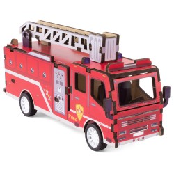 MAQUETTE EN BOIS : CAMION DE POMPIER (RÉTRO FRICTION)