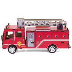MAQUETTE EN BOIS : CAMION DE POMPIER (RÉTRO FRICTION)