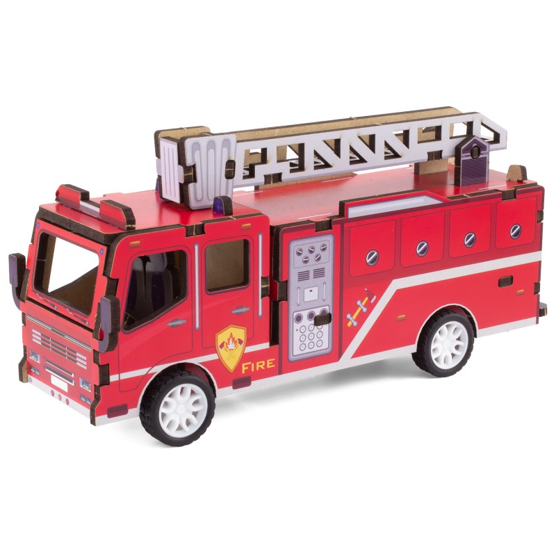 MAQUETTE EN BOIS : CAMION DE POMPIER (RÉTRO FRICTION)