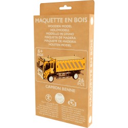 MAQUETTE EN BOIS : CAMION BENNE (RÉTRO FRICTION)