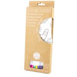 SILICONE : SET DE TABLE À COLORIER - THÈME VÉHICULES JOUET ULYSSE