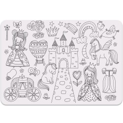 SILICONE : SET DE TABLE À COLORIER - THÈME PRINCESSE JOUET ULYSSE